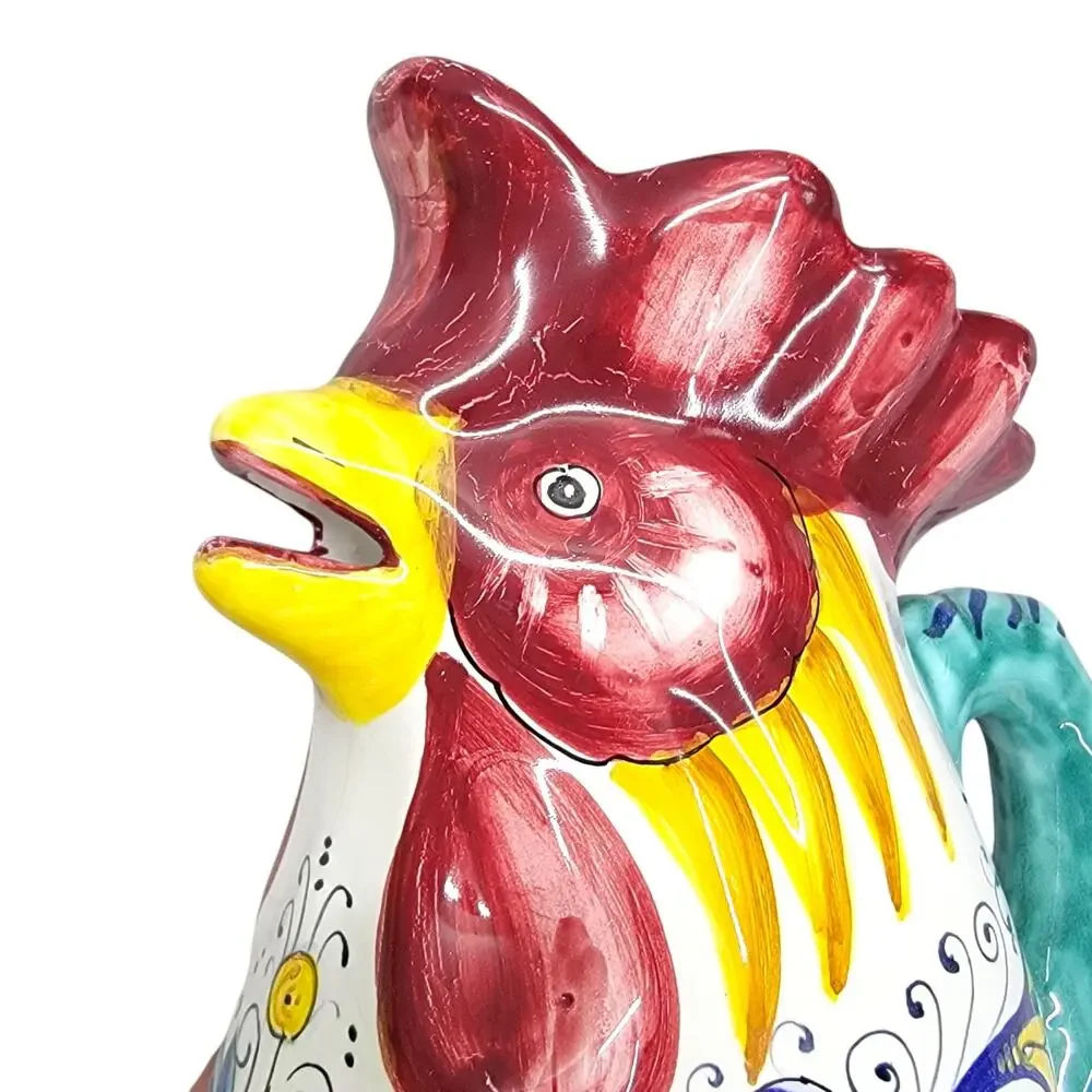 FIMA Deruta Ricco Deruta Ceramic Rooster Pitcher 0.5L Made in Italy Good Luck